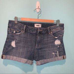 Paige distressed jean shorts size 28